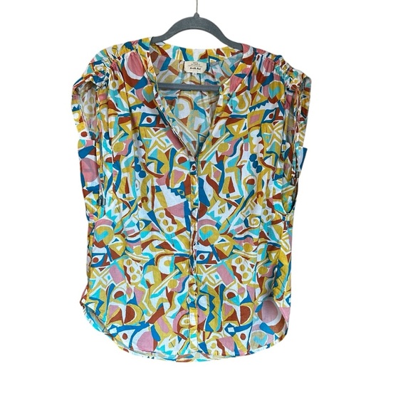 Anthropologie Danielle Kroll Shirt Blouse Brooklynite Button Front Sz s - Picture 2 of 8